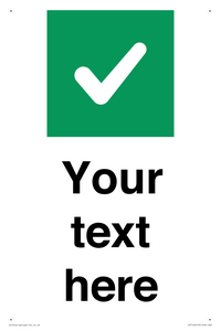 Custom plain background, green square with tick sign